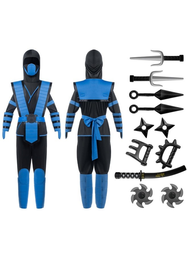 Blue Ninja Costume For Kids, Ninja Costume For Toddler Boys Halloween Dress Up, Role Play (Large(10-12Yr))