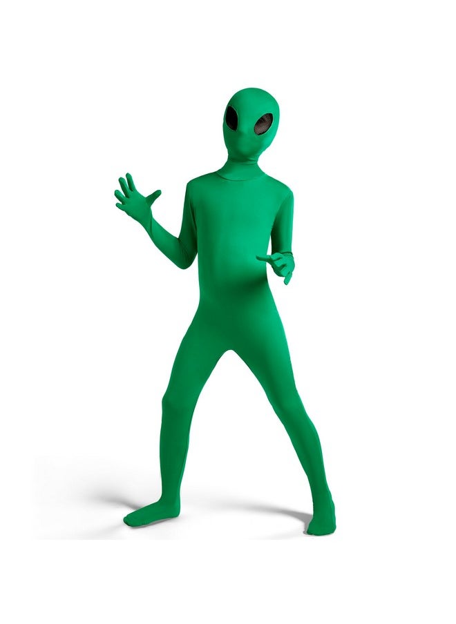 Kids Alien Costume, Green Alien Jumpsuit For Boys, Girls Halloween Dress Up, Role-Playing And Costume Parties-Stnd