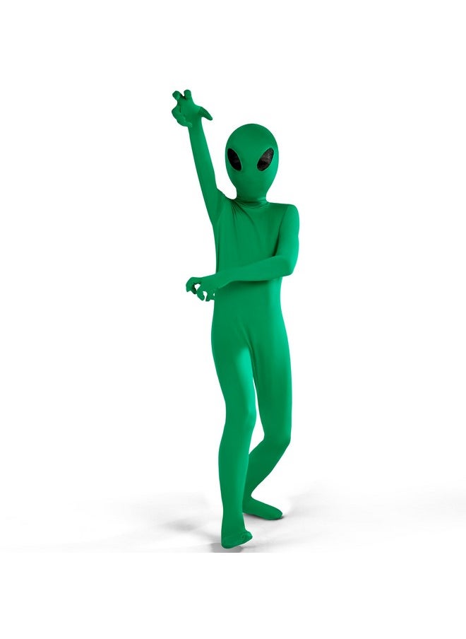 Kids Alien Costume, Green Alien Jumpsuit For Boys, Girls Halloween Dress Up, Role-Playing And Costume Parties-Stnd