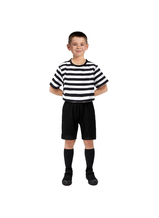 Halloween Kids Costume Cosplay For Boys, Child Halloween Black And White Striped Shirt With Short And Socks For Halloween Costume Parties (3T)