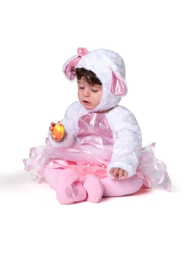 Halloween Baby Girls Pink Lamb Costume With Multi-Layered Dress For Infants, Toddler Halloween, Farm Themed Dress Up Party (18-24 Months)