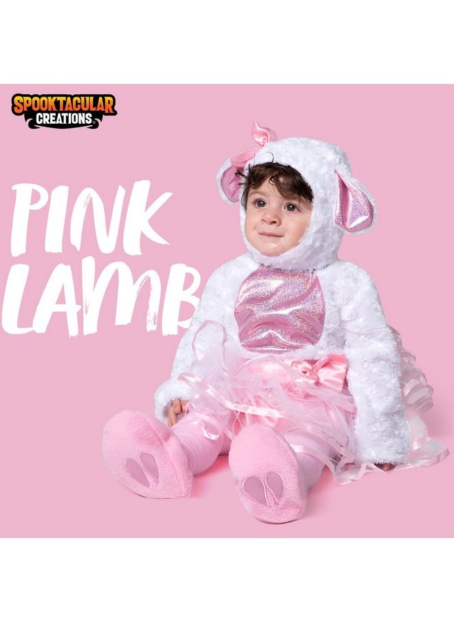 Halloween Baby Girls Pink Lamb Costume With Multi-Layered Dress For Infants, Toddler Halloween, Farm Themed Dress Up Party (18-24 Months)