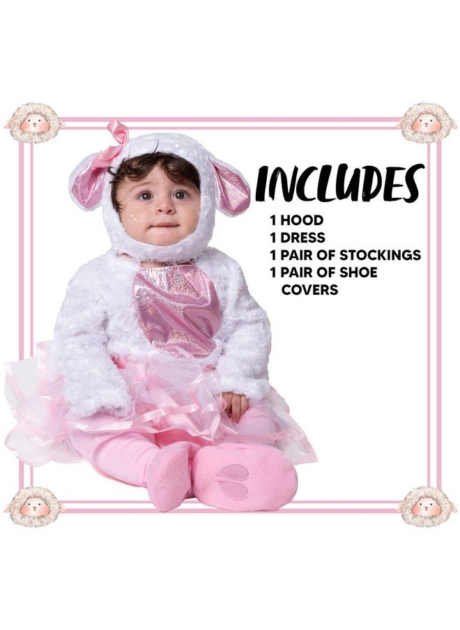 Halloween Baby Girls Pink Lamb Costume With Multi-Layered Dress For Infants, Toddler Halloween, Farm Themed Dress Up Party (18-24 Months)