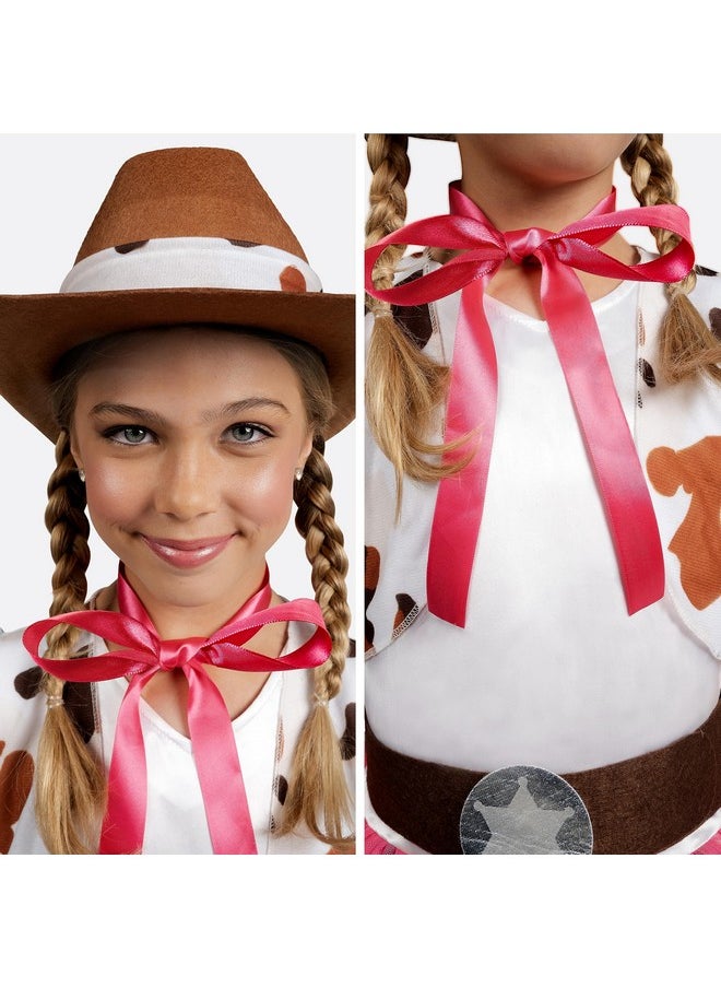 Halloween Cowgirl Costume For Girls, Toddler White Cowgirl Dress Outfit With Cowgirl Hat For Kids Dress-Up, Cosplay And Themed Party (Medium (8-10 Yrs))