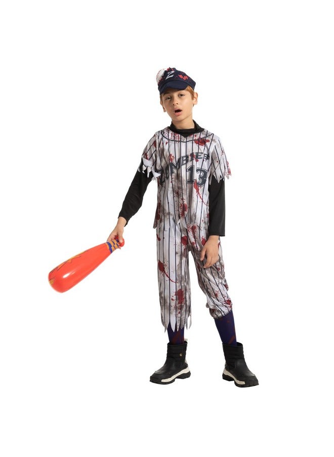 Zombie Baseball Player Costumes For Boys, Scary Halloween Costume For Kids, Halloween Parties-M(8-10Yr)