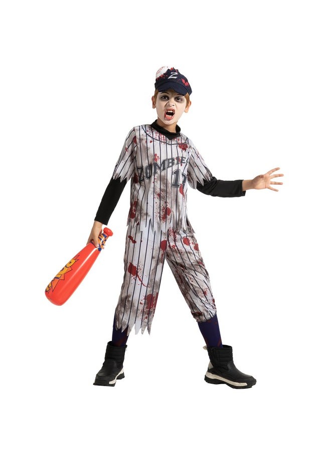 Zombie Baseball Player Costumes For Boys, Scary Halloween Costume For Kids, Halloween Parties-M(8-10Yr)