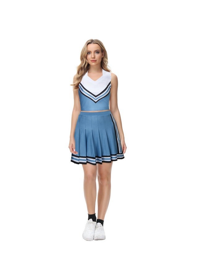 Women Girls Cheerleader Costume Olivia Cheerleading Outfit Teens Top Skirt Halloween Costume (Medium)