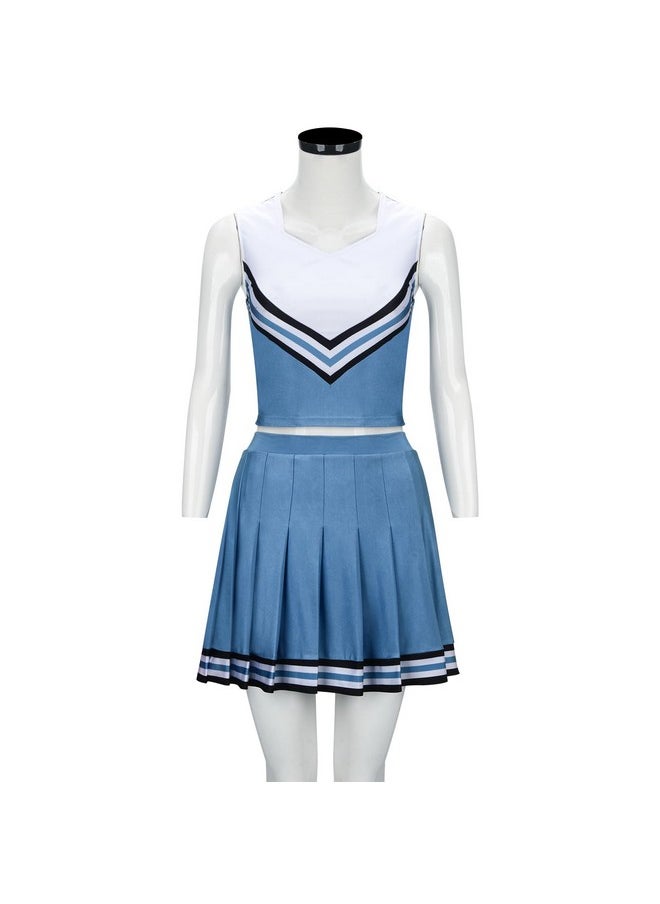 Women Girls Cheerleader Costume Olivia Cheerleading Outfit Teens Top Skirt Halloween Costume (Medium)