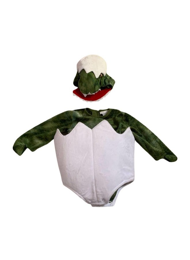 Baby 2 Piece Dinosaur Egg Halloween Costume Boys Girls Long Sleeve Romper Cartoon Party Cosplay Set（Green