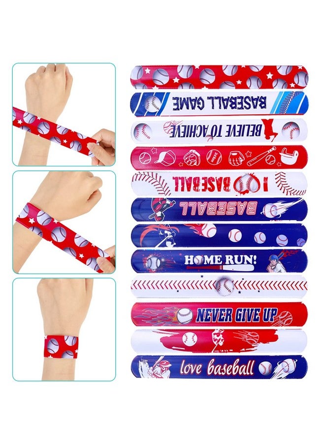 48Pcs Baseball Party Slap Bracelets Sport Slap Bracelets For Kids Baseball Theme Bracelets Motivational Wristband Bracelets Classroom Prizes Birthday Gifts Baseball Party Favors