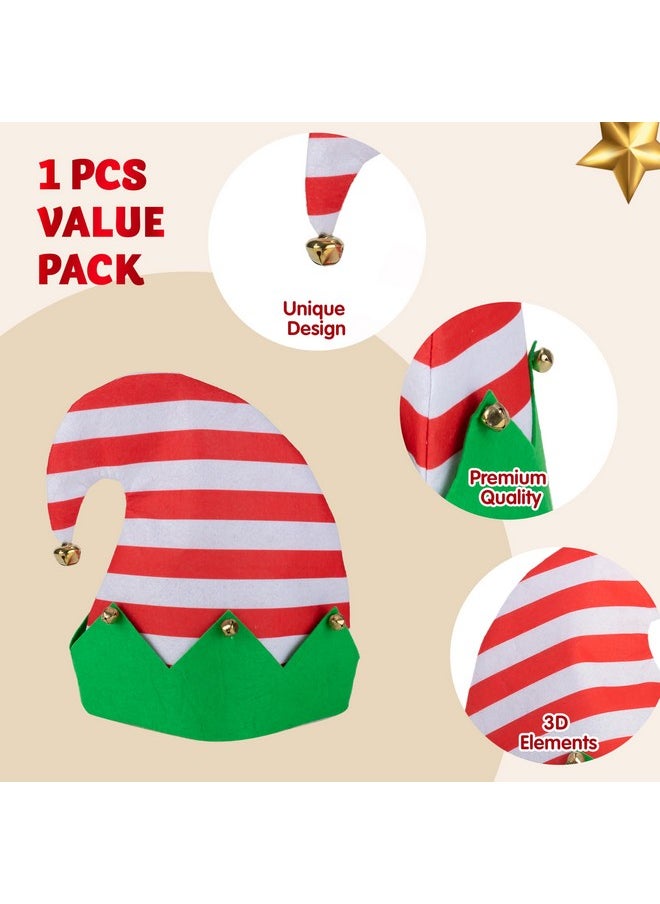 3 Packs Unisex Classic Elf Felt Hats For Christmas Jingle Bells Xmas Hats For Kids Adults Funny Hats For Christmas