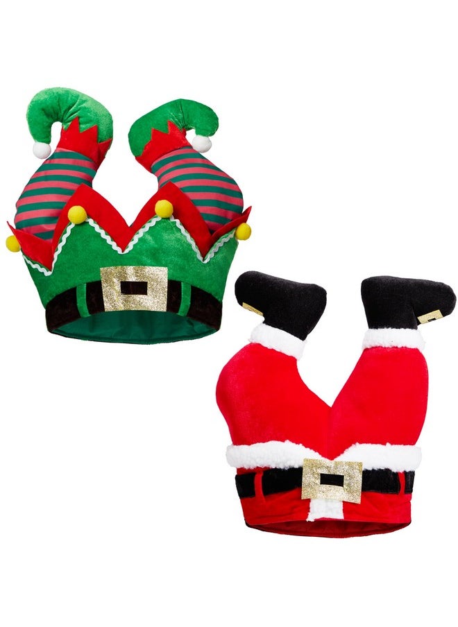 2Pcs Christmas Santa And Elf Pants Hats For Funny Hilarious And Festive Christmas Party Hat Dress Up Celebrations Winter Party Favor Christmas Decorations Costume Accessories