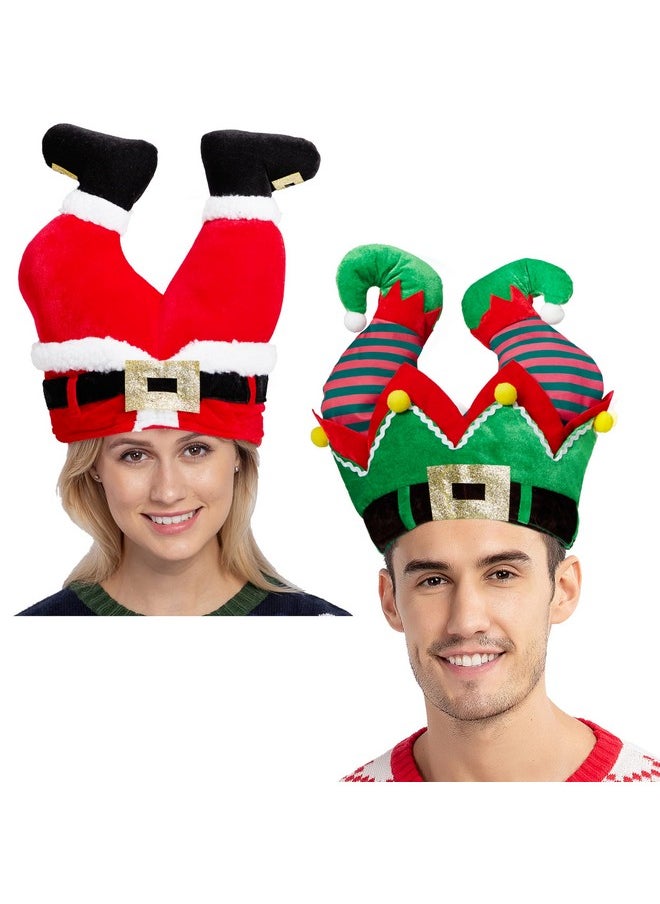 2Pcs Christmas Santa And Elf Pants Hats For Funny Hilarious And Festive Christmas Party Hat Dress Up Celebrations Winter Party Favor Christmas Decorations Costume Accessories