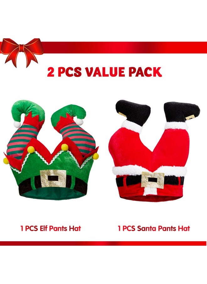 2Pcs Christmas Santa And Elf Pants Hats For Funny Hilarious And Festive Christmas Party Hat Dress Up Celebrations Winter Party Favor Christmas Decorations Costume Accessories