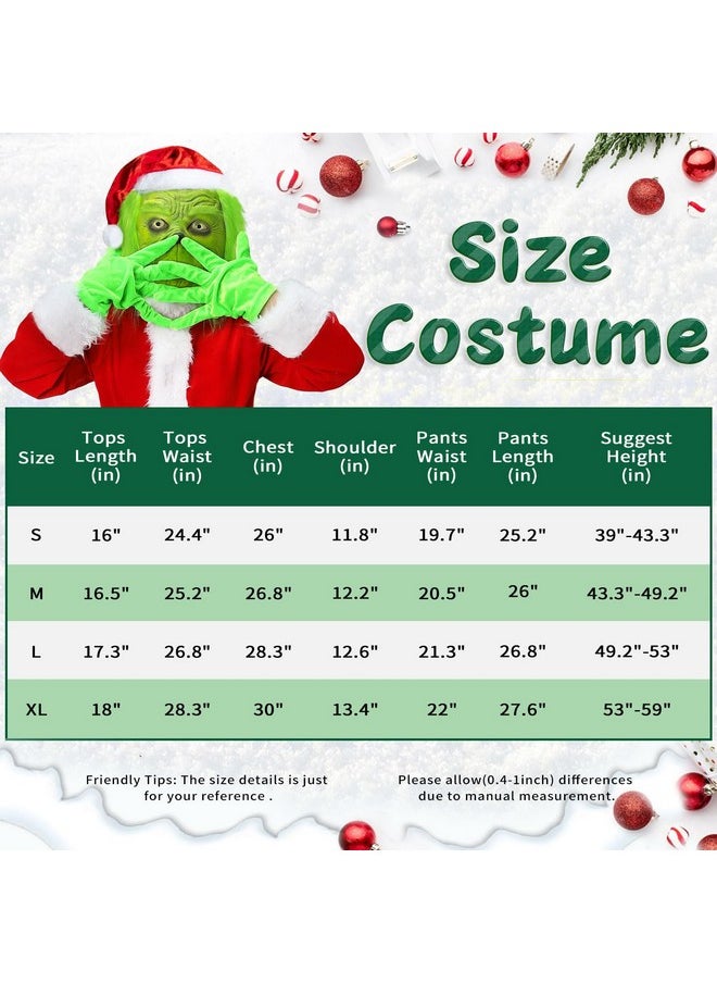 Christmas Green Big Monster Costume Kids 7Pcs