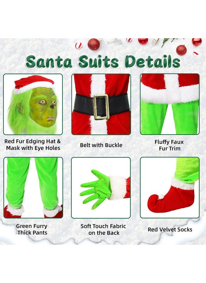 Christmas Green Big Monster Costume Kids 7Pcs