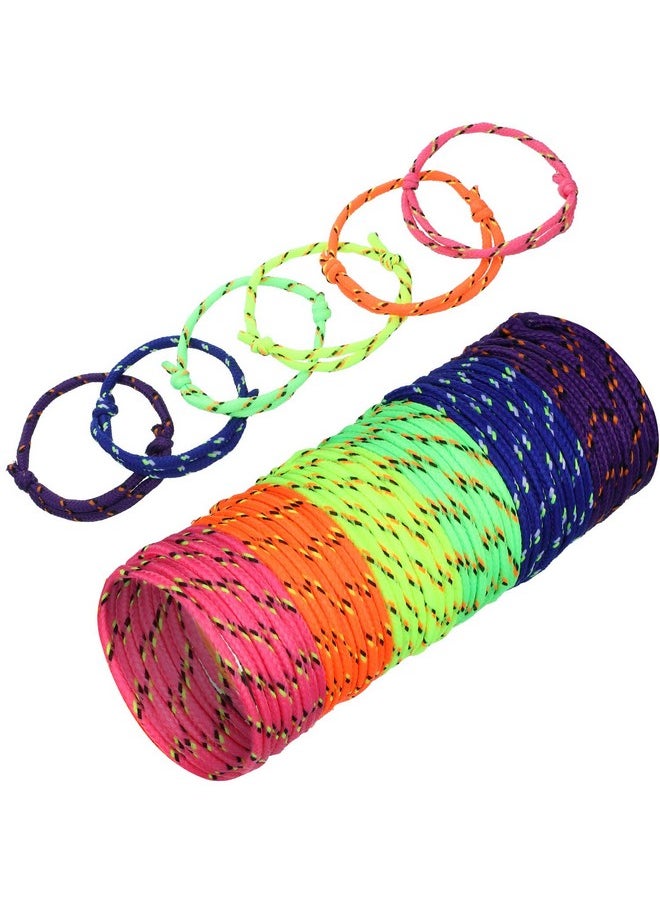 216 Neon Friendship Bracelets Bulk For Kids Birthday Classroom Student Gift Adjustable Paracord Bracelets Rope Woven Neon Colors Christmas Goody Bag Stuffers Girls Boy Party Favors ()