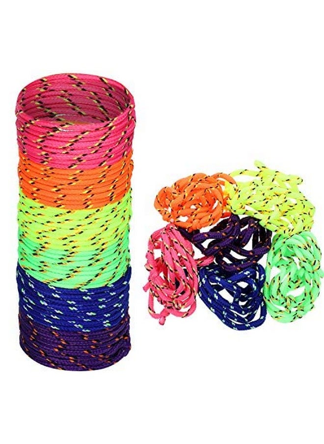 216 Neon Friendship Bracelets Bulk For Kids Birthday Classroom Student Gift Adjustable Paracord Bracelets Rope Woven Neon Colors Christmas Goody Bag Stuffers Girls Boy Party Favors ()