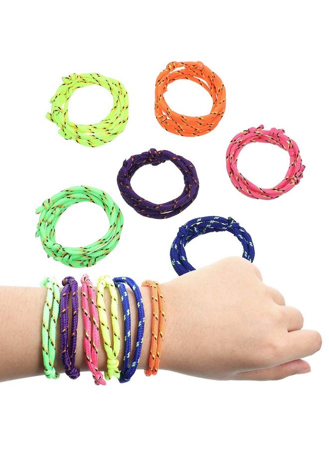 216 Neon Friendship Bracelets Bulk For Kids Birthday Classroom Student Gift Adjustable Paracord Bracelets Rope Woven Neon Colors Christmas Goody Bag Stuffers Girls Boy Party Favors ()