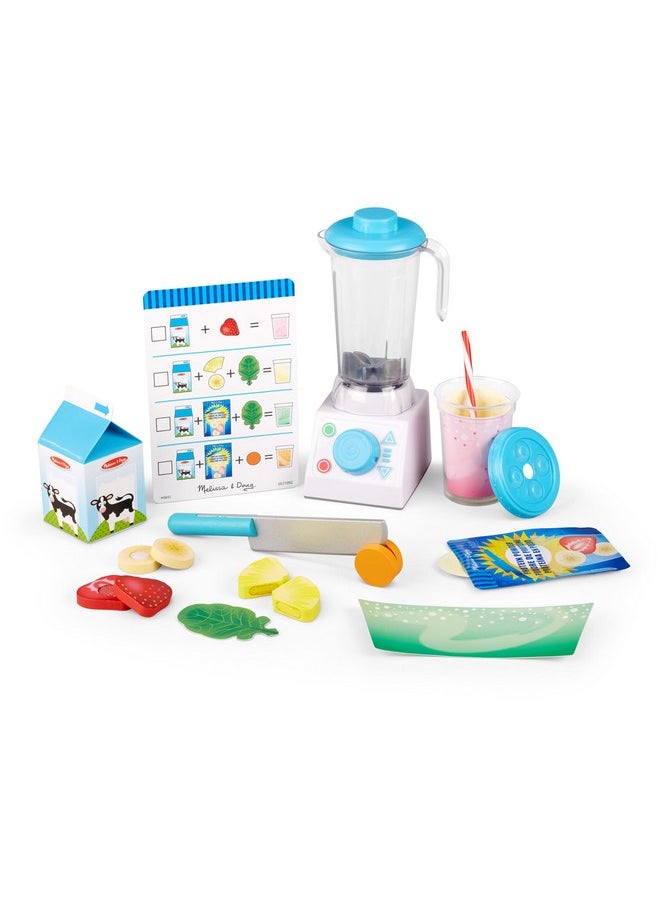 Smoothie Maker Blender Set With Play Food 22 Pieces Play Blender Mixer Toy For Kids Kitchen Ages 3+