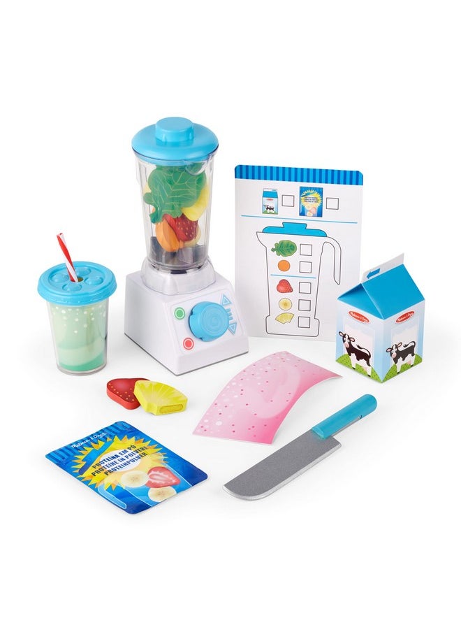 Smoothie Maker Blender Set With Play Food 22 Pieces Play Blender Mixer Toy For Kids Kitchen Ages 3+