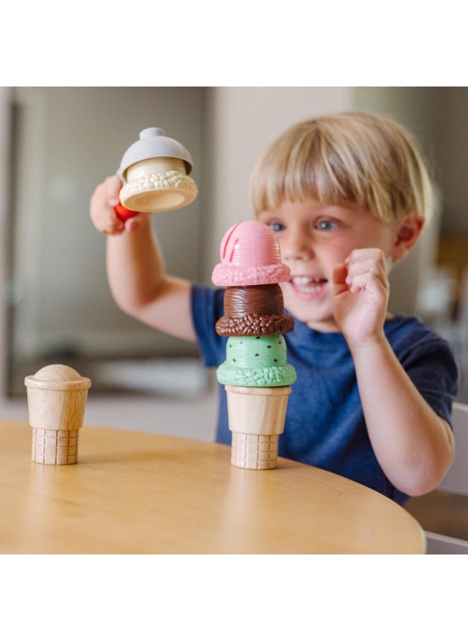 Scoop And Stack Ice Cream Cone Magnetic Play Set Multicolor Pretend Food Ice Cream Toy For Toddlers And Kids Ages 3+.