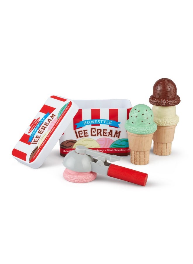 Scoop And Stack Ice Cream Cone Magnetic Play Set Multicolor Pretend Food Ice Cream Toy For Toddlers And Kids Ages 3+.