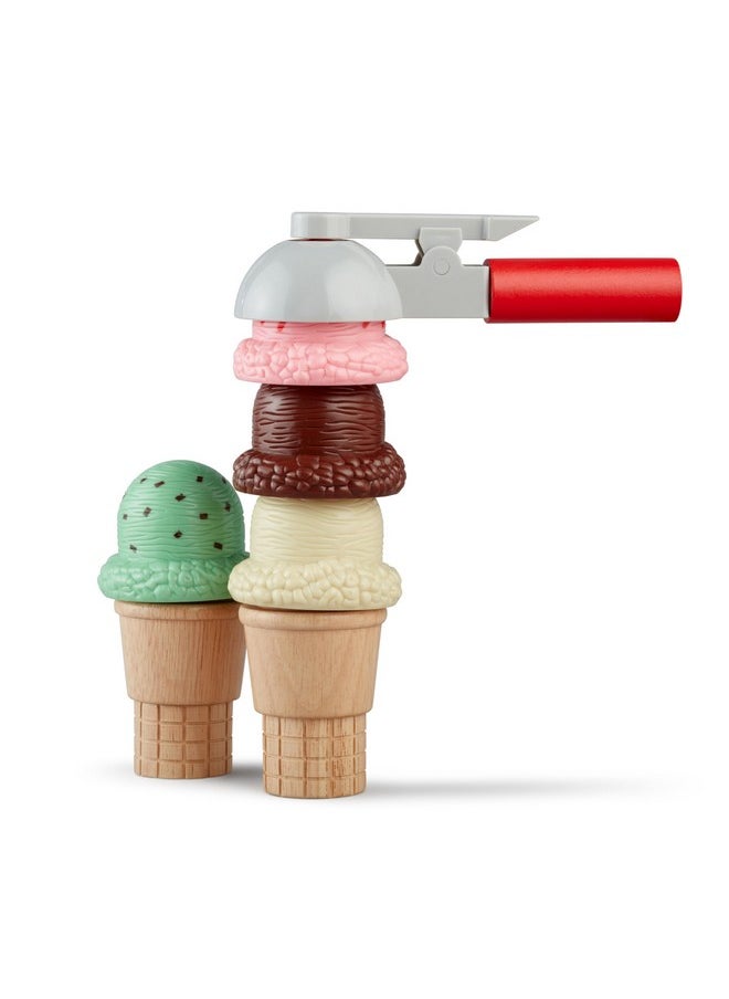 Scoop And Stack Ice Cream Cone Magnetic Play Set Multicolor Pretend Food Ice Cream Toy For Toddlers And Kids Ages 3+.