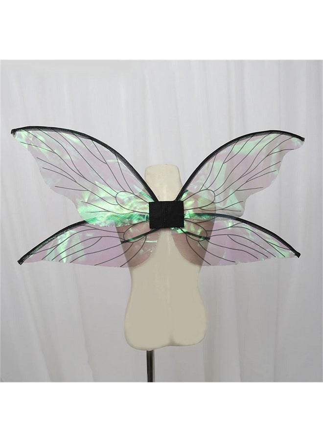 Sparkling Fairy Wings For Girls Halloween Fairy Costumes Dress Up Elf Cosplay Wing Masquerade Festive Party Props (Black)