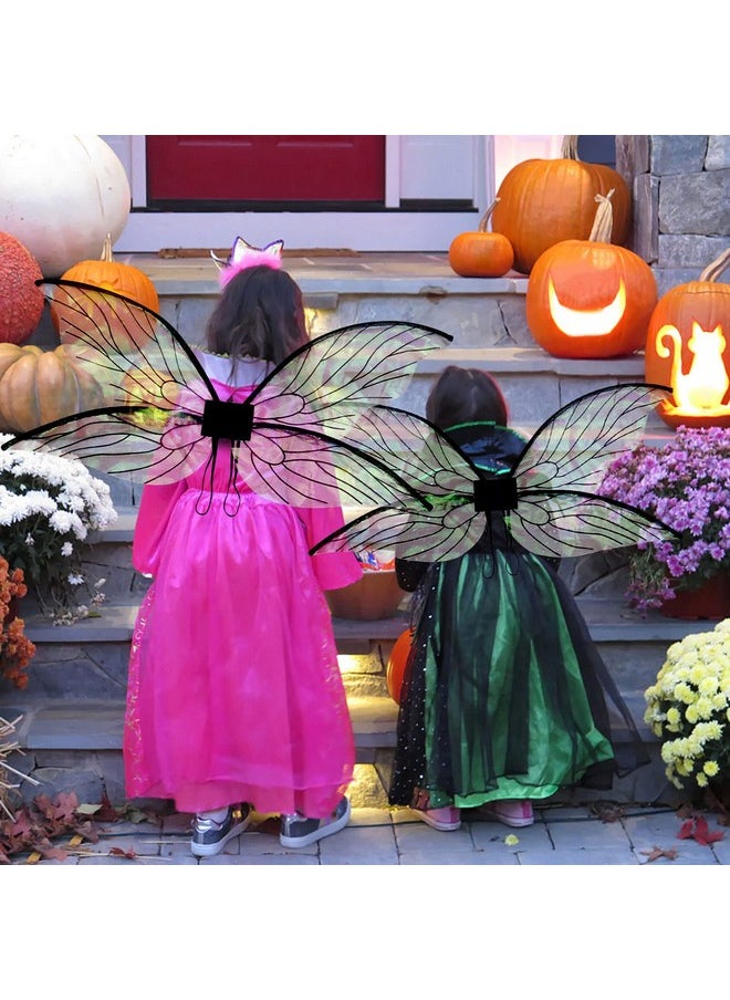 Sparkling Fairy Wings For Girls Halloween Fairy Costumes Dress Up Elf Cosplay Wing Masquerade Festive Party Props (Black)