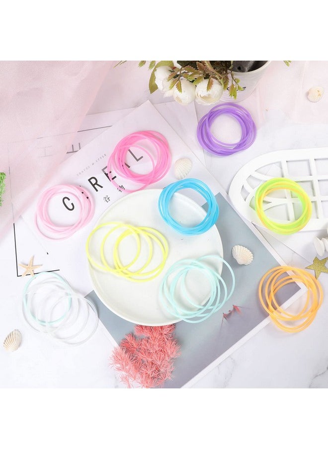 200 Pcs Jelly Bracelets 80'S Glow Silicone Jelly Bracelets Girls Women Hair Ties Retro Neon Rainbow Silicone Wristband Halloween Christmas Disco Party For Adults And Children