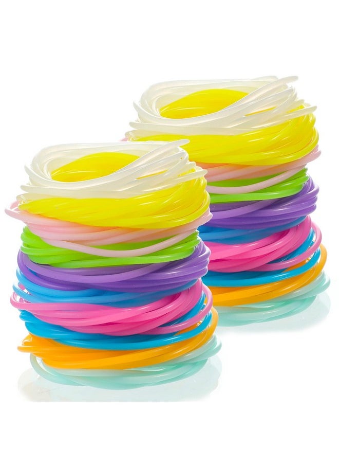 200 Pcs Jelly Bracelets 80'S Glow Silicone Jelly Bracelets Girls Women Hair Ties Retro Neon Rainbow Silicone Wristband Halloween Christmas Disco Party For Adults And Children