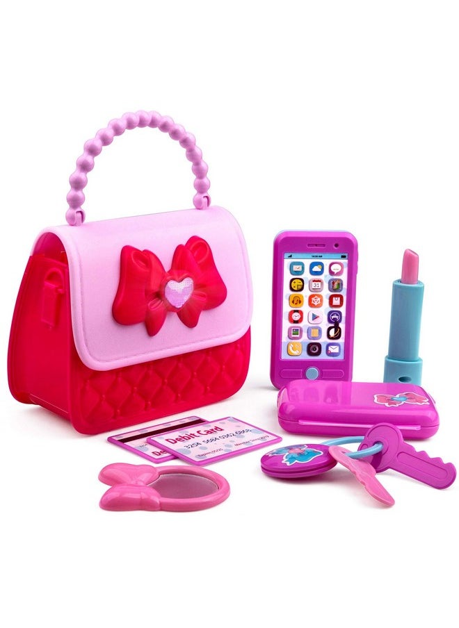 Princess My First Purse Set 8 Pieces Kids Play Purse And Accessories Pretend Play Toy Set With Cool Girl Accessories Includes Phone And Bag With Lights And Sound