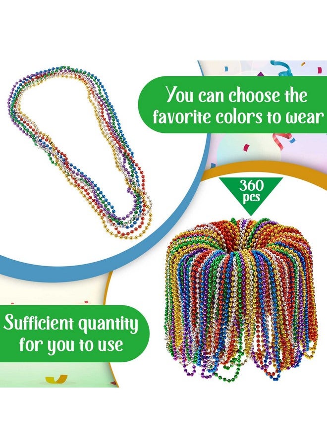 Mardi Gras Beads Necklaces Bulk 32'' 6Mm Halloween Multi Colors Carnival Beaded Metallic Party Costume Necklace Accessories For Unisex Halloween Events Party Favors (Retro Colors360 Pcs)