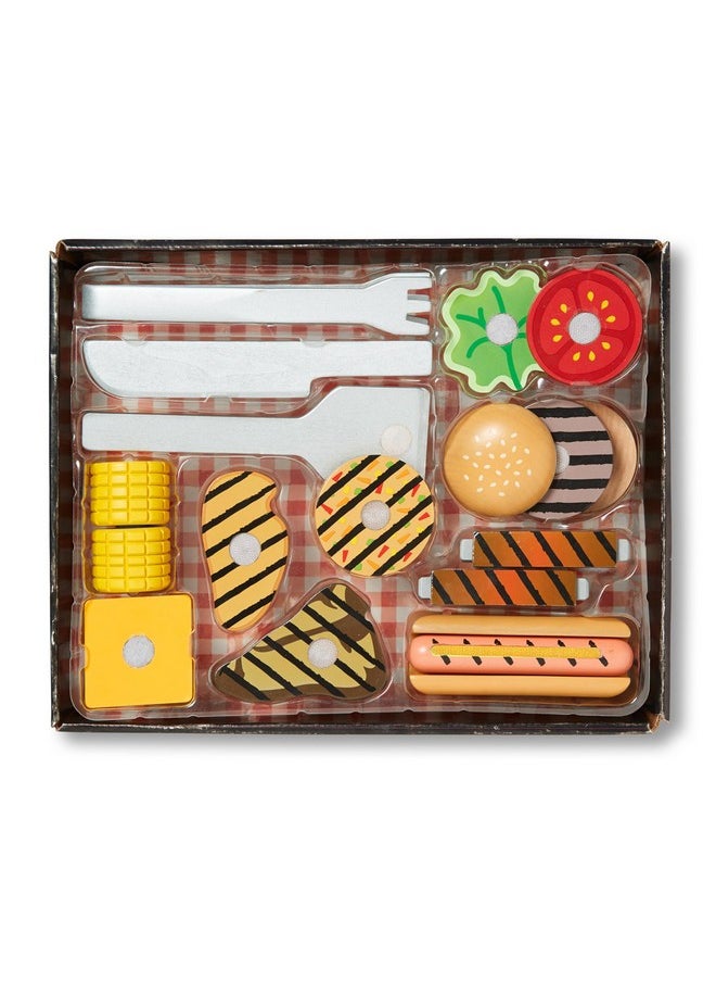 Grill And Serve Bbq Set (20 Pcs) Wooden Play Food And Accessories