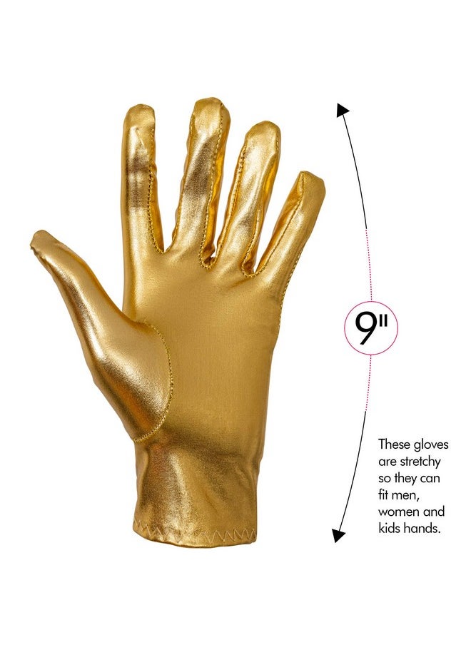 Metallic Gold Costume Gloves Shiny Gold Princess Evening Stretch Dress Glove Set For Men Women And Kids