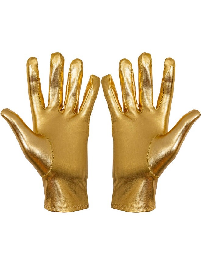 Metallic Gold Costume Gloves Shiny Gold Princess Evening Stretch Dress Glove Set For Men Women And Kids