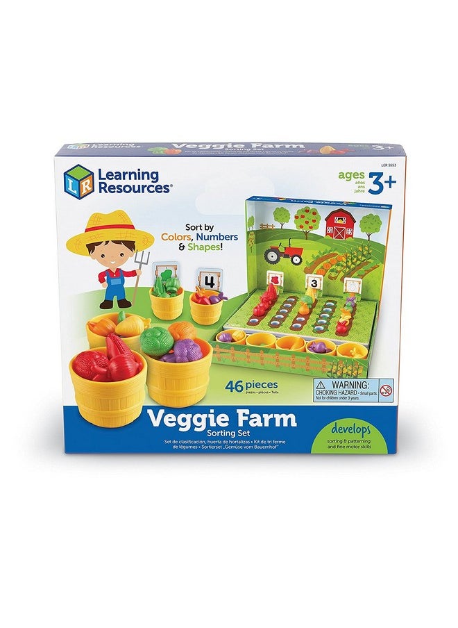 Veggie Farm Sorting Set 46 Pieces Ages 3+ Toddler Learning Toys Preschool Toys For Color Sorting Food Sorting Gameeaster Basket Stuffers