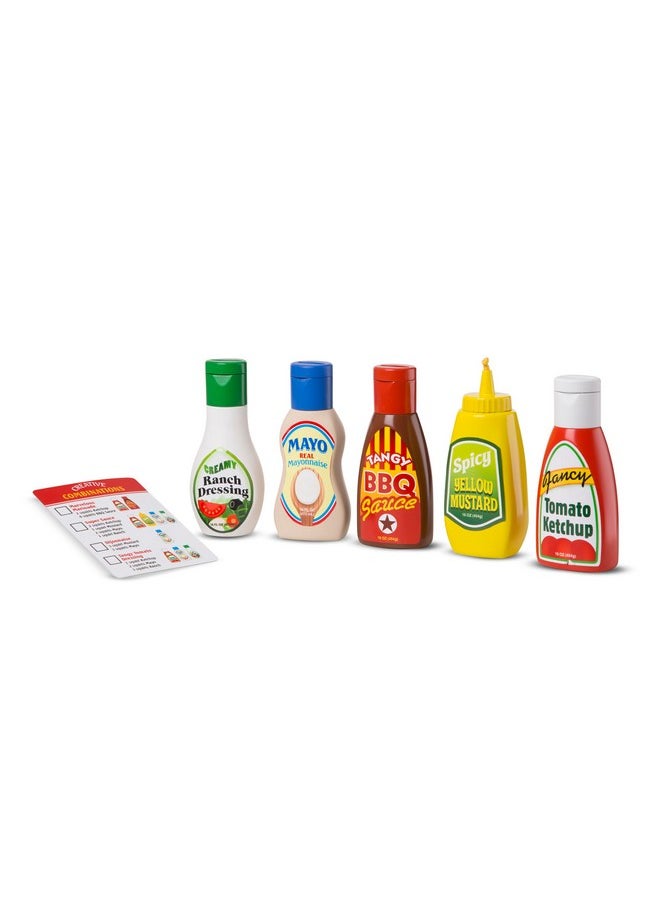 5Piece Favorite Condiments Play Food Set Play Ketchup And Mustard Bottles Pretend Play Food Set For Kids Ages 3+