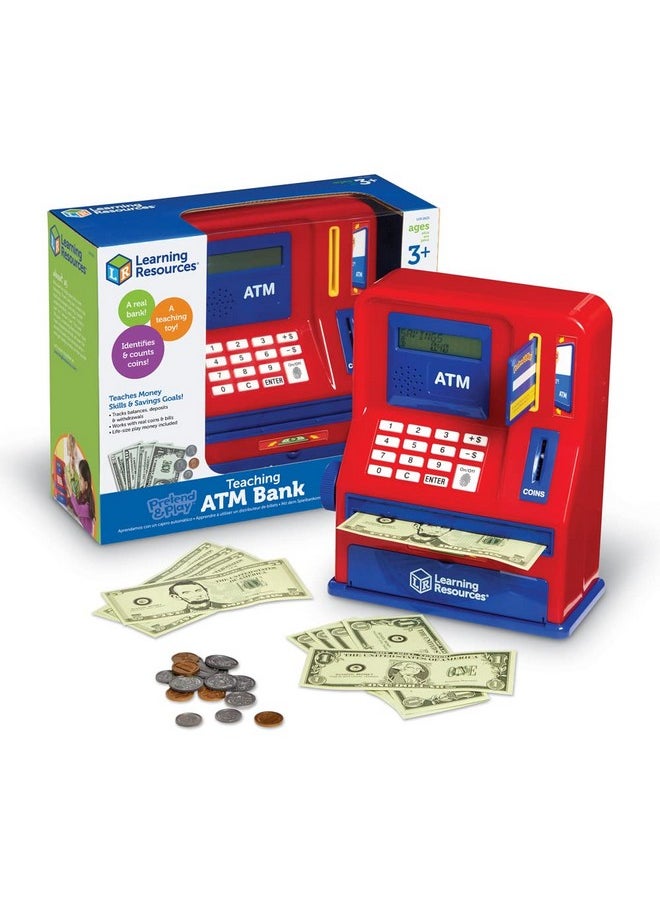 Teaching Atm Bank 32 Pieces Ages 3+ Toddler Learning Toys Cash Register For Kids Play Money For Kids