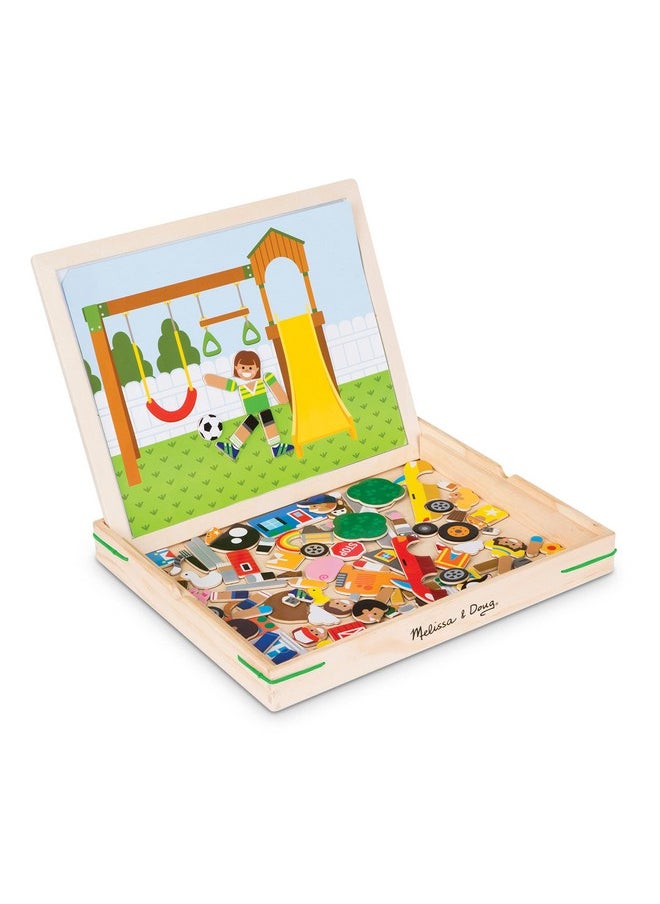 Wooden Magnetic Matching Picture Game With 119 Magnets And Scene Cards