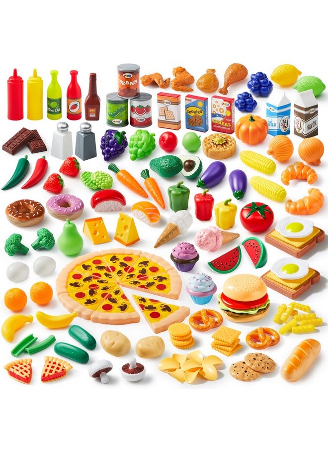 Play Food Set 135 Pieces Play Kitchen Set For Market Educational Pretend Play Food Playset Kids Toddlers Toys Kitchen Accessories Fake Food Party Favor Christmas Stocking Stuffers