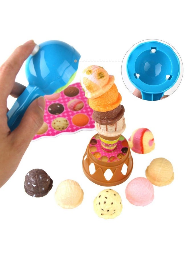 Ice Cream Toy Stacking Tower Balancing And Stackable Scoop Ice Cream For Toddlers Kids Pretend Food Play Set Kitchen Dessert