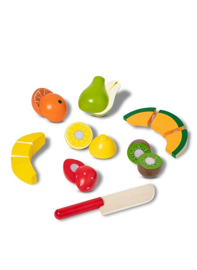 Cutting Fruit Set Wooden Play Food Kitchen Accessory Multi Pretend Play Accessories Wooden Cutting Fruit Toys For Toddlers And Kids Ages 3+