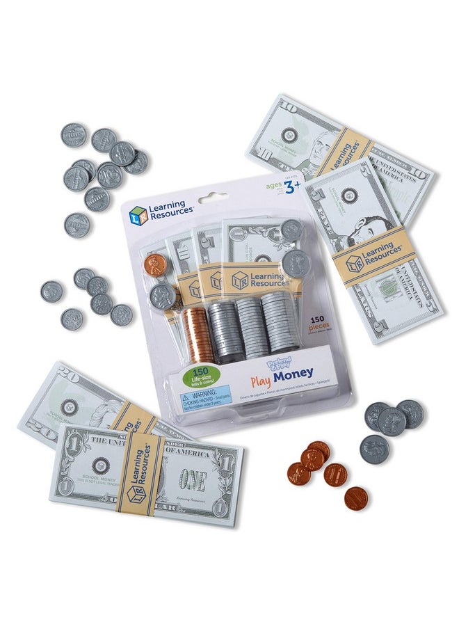 Pretend Play Money 150 Pieces Ages 3+ Play Money For Kids Pretend Money For Kids Play Money Set Money And Banking Play Toys Toddler Learning Toys