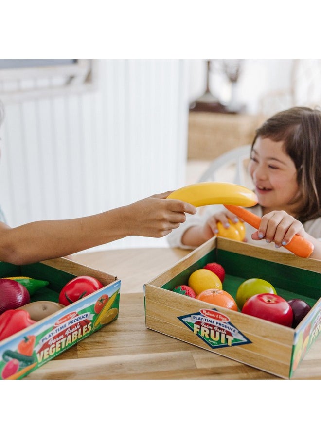 Playtime Produce Fruit (9 Pcs) And Vegetables (7 Pcs) Realistic Play Foodorange