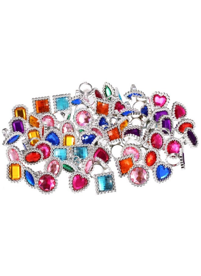 72 Pieces Plastic Colorful Rings Sparkle Adjustable Big Rings Princess Ring Toy Rings Dress Up Accessories For Girls