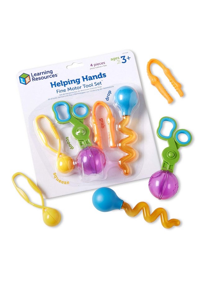 Helping Hands Fine Motor Tool Set Toy 4 Pieces Ages 3+ Fine Motor And Sensory Play Toys Toddler Tweezers Sensory Bin Toys