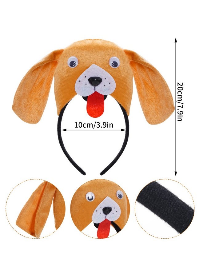 Animal Costume 3D Gold Brown Dog Ears Headband Bowtie Tail Tutu Accessories For Halloween Cosplay Dress Up Party