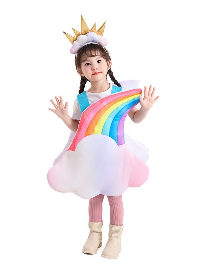 Toddler Light Up Rainbow Pretend Costume Cloud 7 Colors Rainbow Outfits With Sun Headpiece